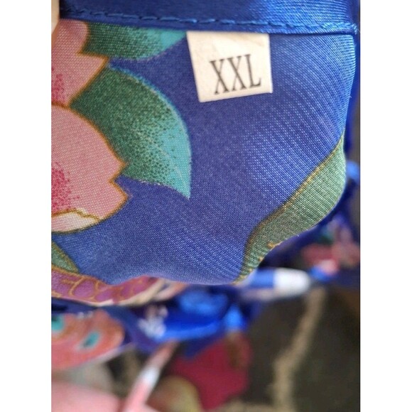 Women's Peacock Slip Dress Size 2X Shiny Satin Blue Adjustable Coquette - Picture 3 of 8